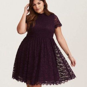 Torrid Lace High Neck Skater Dress Size 18